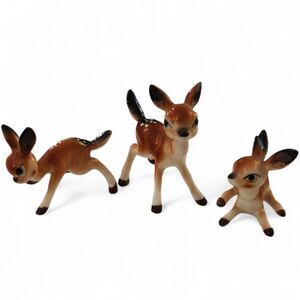 Vintage Mini Deer Fawn Figurines Set of 3 Ceramic Japan Bone China Style